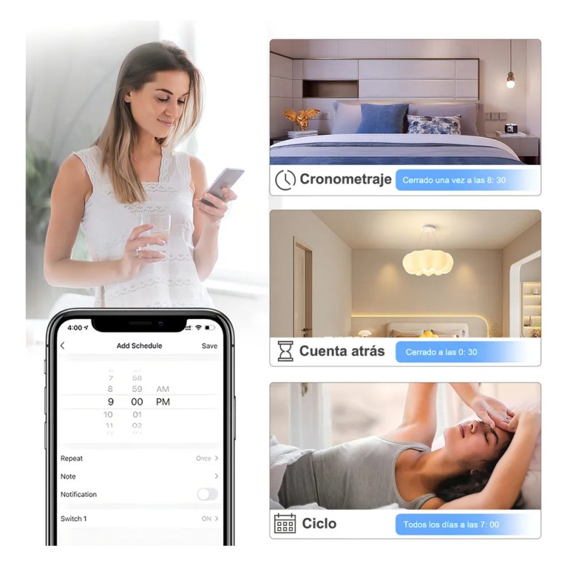 MOYAC Interruptor Inteligente Wi-fi De 1 Vías Blanco Sin Neutro
