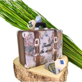 MC-Trend Money Box Travel The World Holiday World Travel Dream Travel Money Box Travel Money Gift Idea Wishes (Cream)