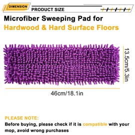 3Pack Reusable Mop Replacement Pads for Family 18in Mops – Microfiber Sweeper Pads for Hardwood, Tile & Multi-Surface Floors – Washable, Durable Cleaning Refills (Compatible with Bona Pet System)