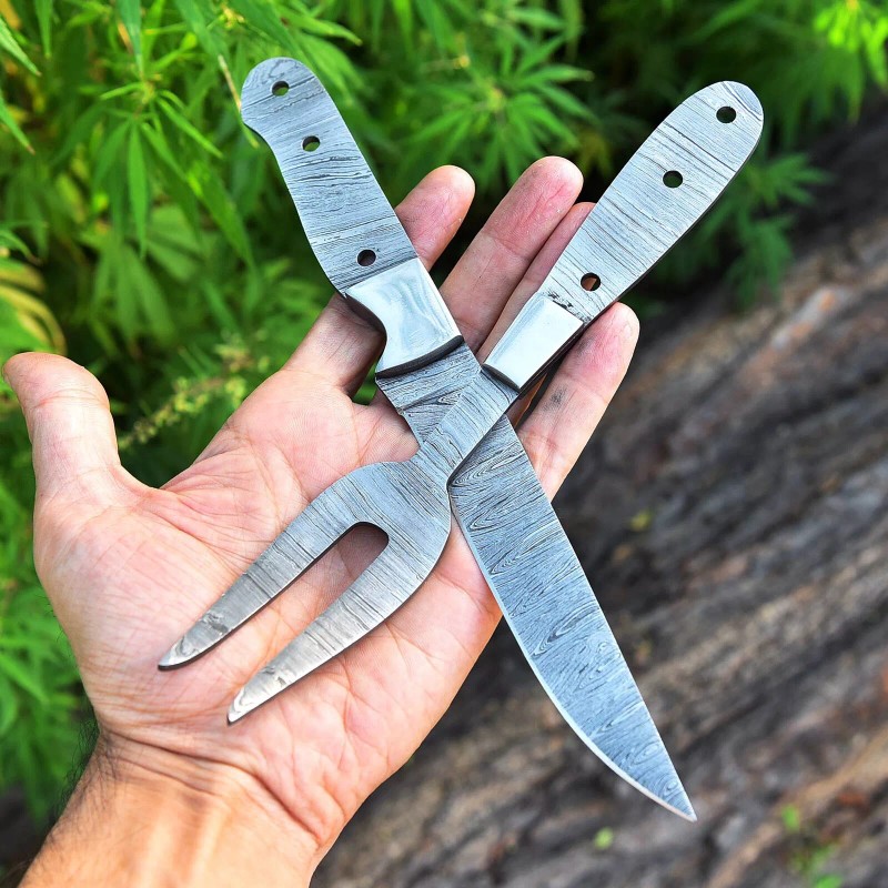 Steak Knife Custom Damascus Steel Steak knife & fork blank