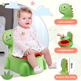 Potty Seat potty Training Chair Baby Toddler Boys Girls Toddler Dinosaur Potty Comfortable children 1-6 years old Baby toilet Toddler Animal potty seat with lid back potty trainer (‎Green)