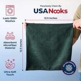 USANOOKS - Paño de limpieza de microfibra premium de 300GSM - 12.5"x12.5" de alto rendimiento - 1200 lavados, toallas de microfibra ultra absorbentes para limpieza del chasis, llantas y compartimento