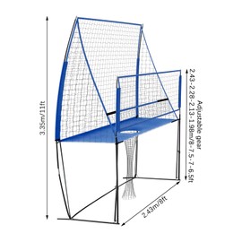 CRYBY Volleyball Training Net, Adjustable Height Volleyball Practice Net Volleyball Trainer Station with Carrying Bag, Indoor Outdoor Volleyball Trainer Equipment Net Volleyball Rebounder Net (Blue)