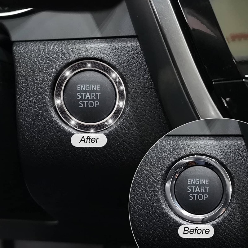 CGEAMDY 2 Pcs Car Push Start Button Crystal Rhinestone Cover/Sticker,