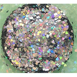 Heart Glitter Confetti 2mm Heart-Shaped Confetti Laser Sequins for Party Decoration, DIY Crafts, Premium Nail Art, Body Art Eye Bling - 10g,Holographic Silver
