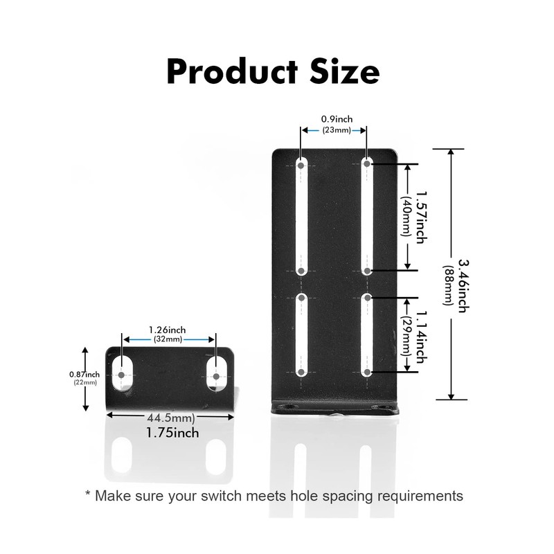 Adjustable Rack Mount Kit for 19 inch Switch, Rack Ears