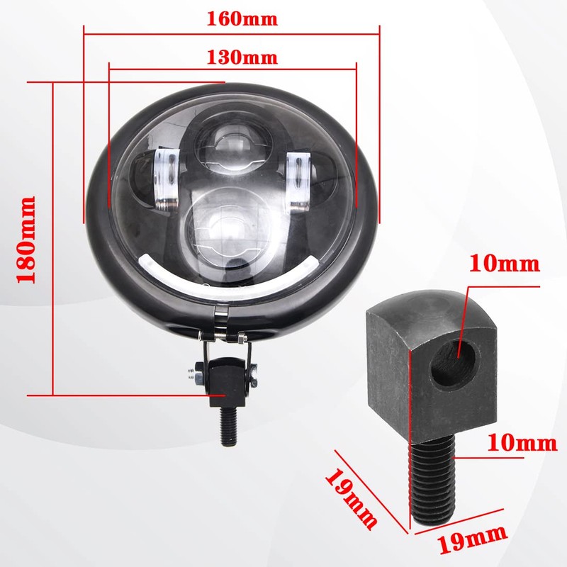 UTVIUNCT Lengthened Bolt 5.75 Inch Headlight Housing Universal Motorcycle 5