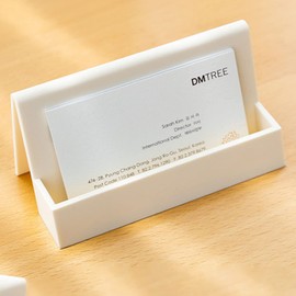 Hilsayum Business Card Holder Business Card Display Stand Vertical Card Organizer Desktop Organizers Office Supplies for Tabletop, Workspace (White)