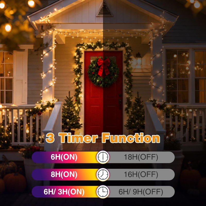 btfarm Color Changing Christmas Lights Outdoor Remote,Warm White-Multicolor
