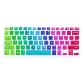 Silicone Keyboard Cover Compatible for 13.3” Dell Inspiron 13 5000 7000 Series 5368 5378 7368 7378, 15.6 inch Dell Inspiron 15 5000 7000 Series i5568 7573 7569 (No Numeric Keypad) - Rainbow