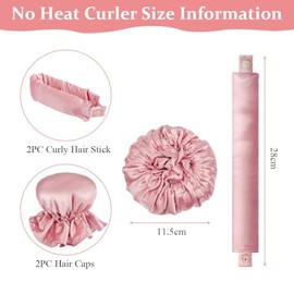 LOPHE Rizos sin calor, 4 unidades Overnight Curls Gomas para el pelo, barras de pelo, suaves sin calor, coleta de caballo, rulos para el pelo, herrami
