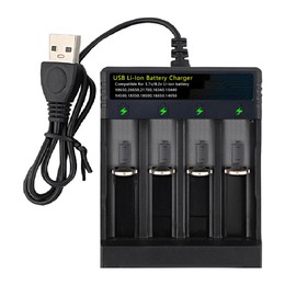 18650 Battery Charger,21700 Battery Charger for 3.7V 14500 10400 18500 18350 18650 18700 20700 21700 22650 26650 Li-ion Battery 4 Bay 18650 USB C Battery Charger