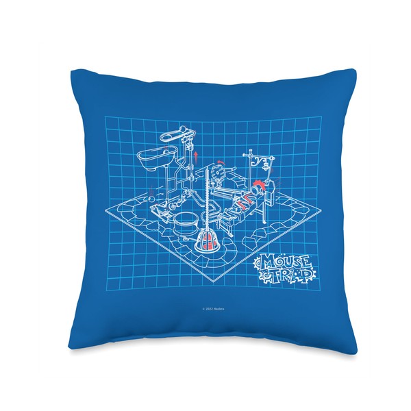 Mouse Trap Mousetrap Blueprint Throw Pillow, 16x16, Multicolor
