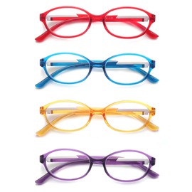 Reading Glasses for Women Blue Light Blocking Oval Computer Readers +2.5 Ladies Cheaters Glasses with Colorful Protective Cases