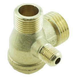 TAODAN Solid Brass 3 Way Air Compressor Check Valve G1/8 Inch x G3/8 Inch x G1/2 Inch Male Check Valve Small Air Pump Accessories for Pneumatic Systems