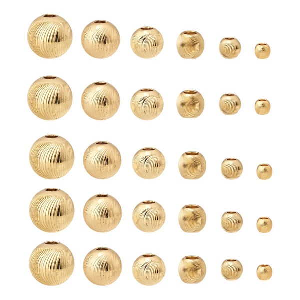 Craftdady 198Pcs 18K Gold Solid Brass Beads 6 Sizes Textured