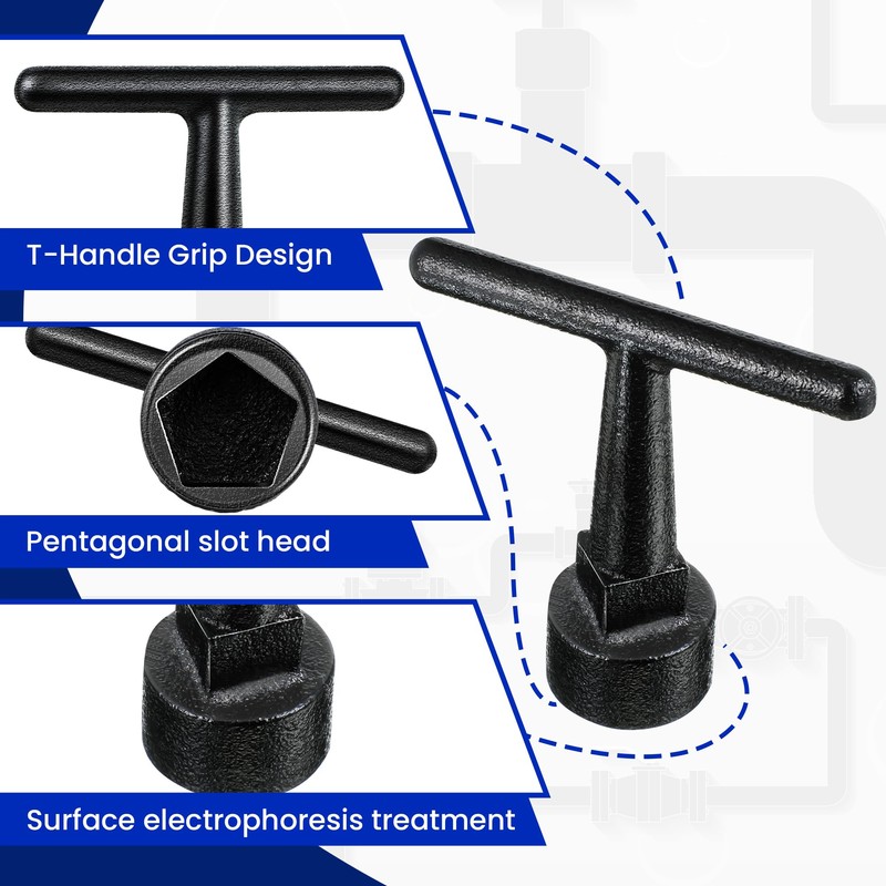 Enhon Curb Box Wrench for Pentagon Curb Boxes, Water Meter