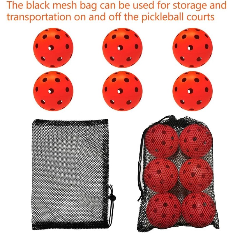 24 Pack Pickleball Balls, 40 Holes Outdoor Pickleballs, High Elasticity