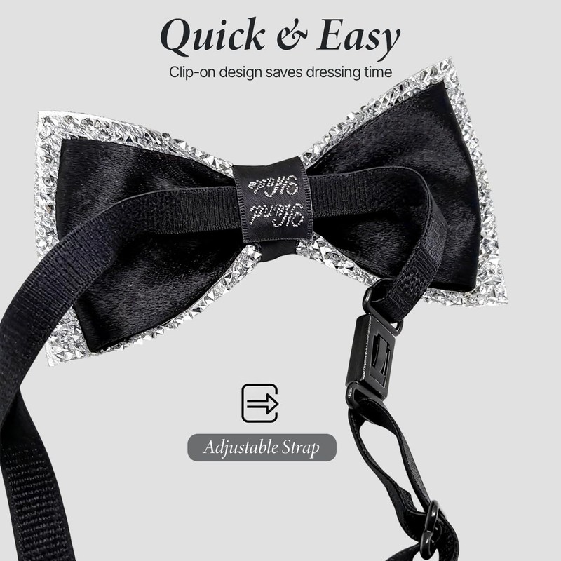 ASTRQLE Rhinestone Bow Ties for Men Pre Tied Sequin Bow