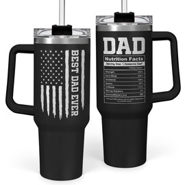 SANDJEST Best Dad Ever Tumbler 40oz Stainless Steel Insulated with Lid & Straw, Dads Gifts for Christmas Birthday Valentine Fathers Day, Father Coffee Cup Gift for Dad Daddy Father from Daughter Son