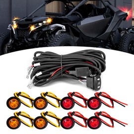 Wsays UTV Key On Turn Signal Wiring Harness with 8 LED Turn Signal Rocker Switch Relay Fuse Compatible with Can Am Maverick X3 Fit Maverick R Max