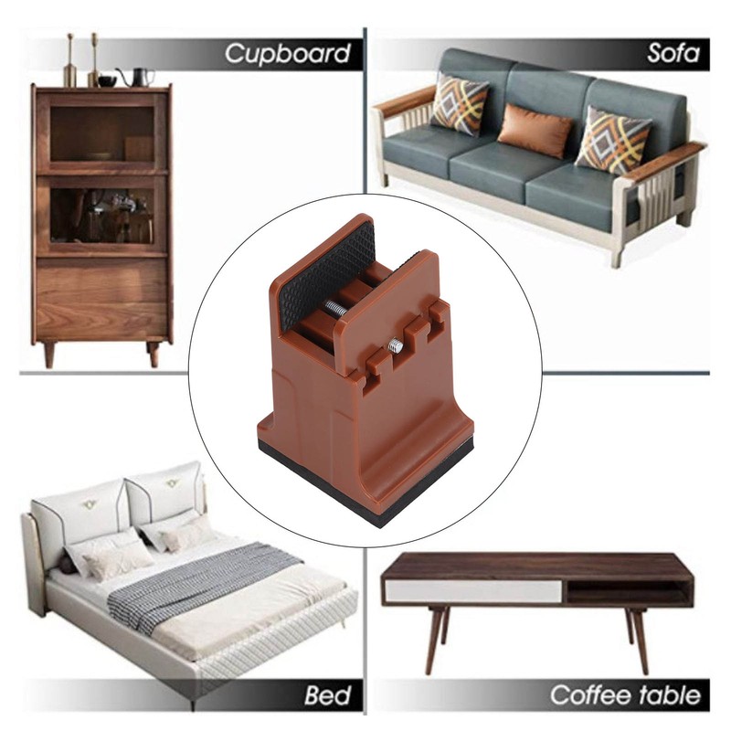 4pcs Adjustable Furniture Risers with Screw Clamp Rubber Bed Couch