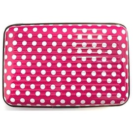 Lizzy Aluminium Credit Card Holder Security Wallet Business Case Protector Travel (Pink Polka Dot)