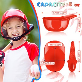 FJZZ 36 Pack Baseball Helmet Ice Cream Bowls 18pc Spoons and 18pc 8oz Mini Dessert Cups Sundae Bowls Parfait Cups Appetizer Cups, Reusable Serving Baseball Cup Bowls for Birthday Party