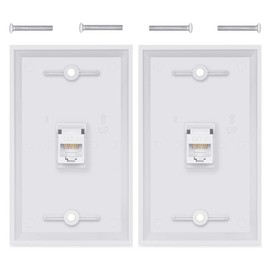 Cat 6 Ethernet Wall Plate 1 Port 2pack,Ethernet Wall Plate Female-Female Removable Compatible with Cat7/6/6e/5/5e Ethernet Devices … (Cat6-1port+1port)