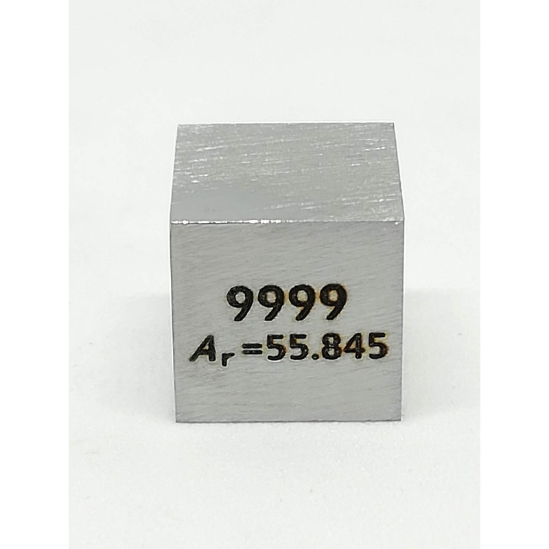 Elemental Specimen Iron Fe (0.4 inch (10 mm) Cube, Engraved