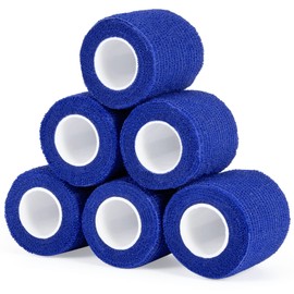 Sagafly Haftbandage Verband Selbstklebender 5cm x 4,5m, 6 Rollen Fixierbinde Selbsthaftend Koh?sive Bandage f1r Erste Hilfe Dog Tierarztwickelband Sport Elastische Binde f1r Handgelenk, F1?e (Blau)