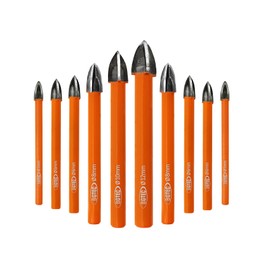 Carbide Tip Drill Bit-BGTEC Wood Drill Bits, 10pcs Round Shank 3/16"*2+1/4"*4+5/16"*2+3/8"+1/2" Cross Hard Alloy Drill Bits for Wood Plastic Masonry Brick