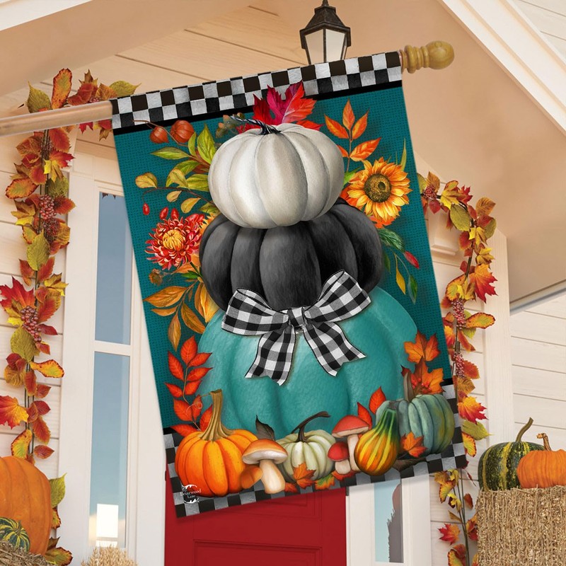 Briarwood Lane Colorful Pumpkin Stack House Flag