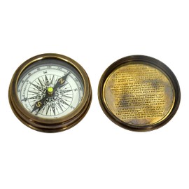 Brass Pocket Compass Vintgae Replica Mariner's Magnetic Compass - Robert Frost 2 inch Poem Compass