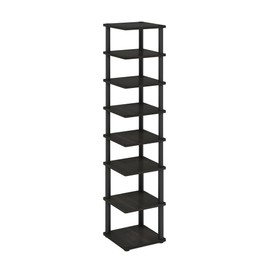 Furinno Turn-N-Tube 8-Tier Vertical Space Saving Free Standing Shoe Tower, Shoe Rack for Closet Entryway, Espresso/Black