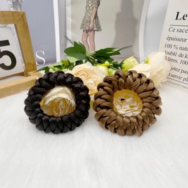 Wig Hair Ties Wig Braided Hair Elastic Rope Ponytail Holders Wig Imitation Head Ropes Hair Band - No Damage Hair Ties for Women Girls Teens Hair Accessories (Dark Brown+Brown)