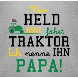 Shirtracer - Statement Sayings Baby - Mein Held fahren Traktor - Baby Bodysuit Short-Sleeved for Boys and Girls, 1 grey mottled, 0-3 Monate