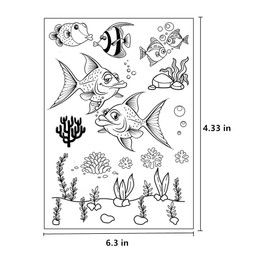 Seagrass Coral Sea Fish Pattern Clear Stamps Ocean Fish Transparent Seal Stamps for Holiday Card Making Decoration and DIY Scrapbooking Album DIY Crafts