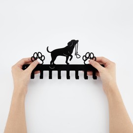 SUPERDANT Dog Metal Key Holder Dog and Paw Prints Key Hooks Key Rack Wall Mounted for Dog Loving Household 10 Hooks Black Iron for Bag Clothes Key Hanging Housewarming Gifts for Dog Lovers