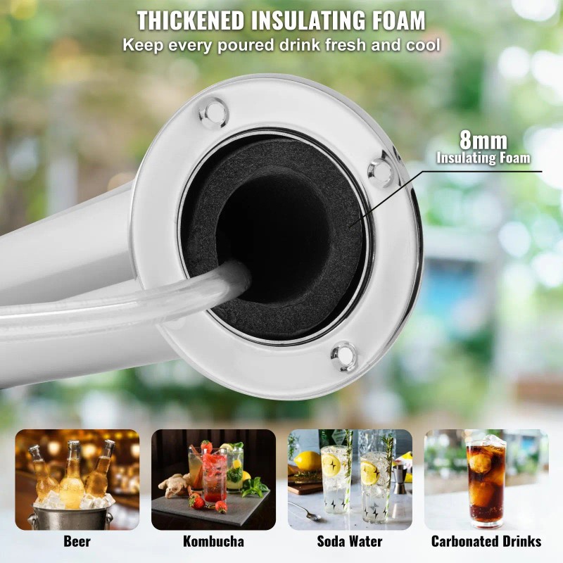 Dual Tap Stainless Steel Keg Beer Tower Dispenser with CGA320