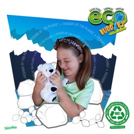 EcoBuddiez - Polar Bear from Deluxebase. Medium 20cm Soft Plush Animals made from Recycled Plastic Bottles. Eco-Friendly Cuddly Gift for Kids and Cute Stuffed Animal Toy for Toddlers.