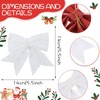 8Pcs White Glitter Christmas Tree Bows,5.5in Wreaths Bows for Christmas