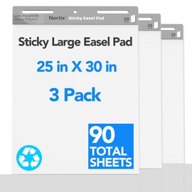 Nortix Flip Chart Paper, Sticky Easel Pads, Chart Paper for Teachers,Super Adhesive & Bleed-Resistant, Large Self-Stick Easel Paper for Classroom/Office, 25 x 30 inch, 30 Sheets/Pad, 3 Pads