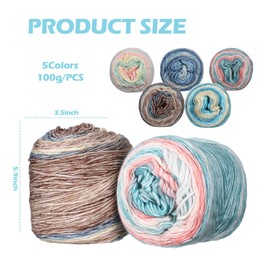 Timgle 5 Rolls Multicolor Yarn for Crocheting and Knitting 17.5 oz Gradient Yarn Soft Crochet Yarn Craft Yarns Making for Scarves, Shawls, Blankets, and Garments(Blue)