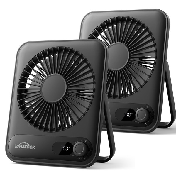 WHATOOK Small Desk Fan 2 Pack: 2000mah 10 Hours Battery