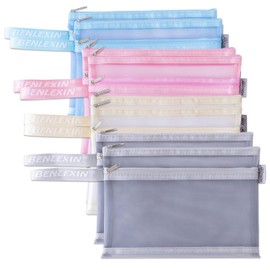 siawadeky Zipper Folders, A5, 8 Pieces, Double Zipper with Handle, Individual Folder, Mesh File Bag, PVC, Clear Holder, Document Organizer, Office Supplies, Accessory Storage, Translucent