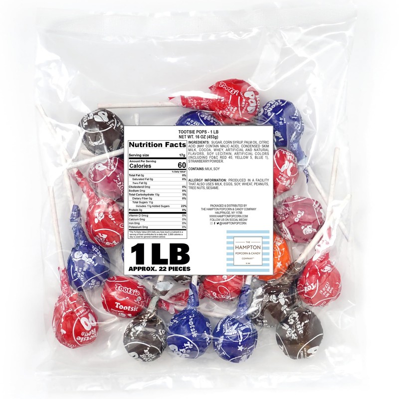 Classic Roll Pops with Chocolate Center Lollipops, 1lb Bulk Bag