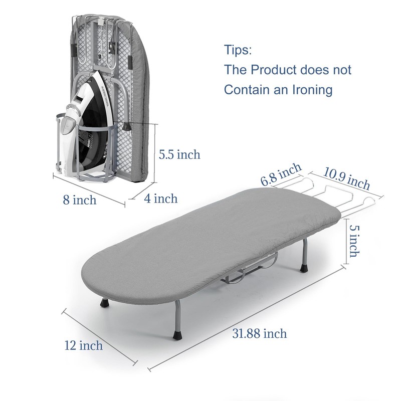 Small Ironing Board with Iron Holder, RAINHOL Countertop Mini Ironing