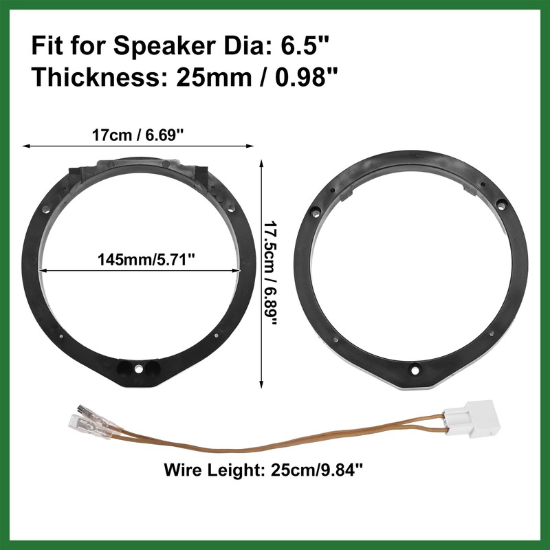 Motoforti 6.5" Speaker Adapter Spacer Ring with Wire Combination for