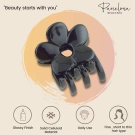 Parcelona French Belle Fleur - Pinza para el pelo de celuloide de 1 1/2 pulgadas, agarre antideslizante, cubierta de resorte, accesorios para el cabel
